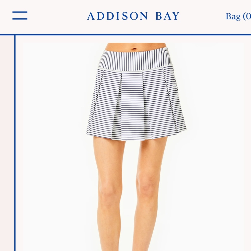 Addison Bay Pleated Striped Skort RED and White M